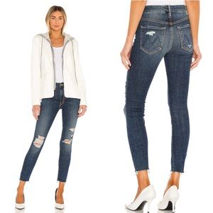 MOTHER High Waisted Looker Ankle Fray in Wicked Wildflower